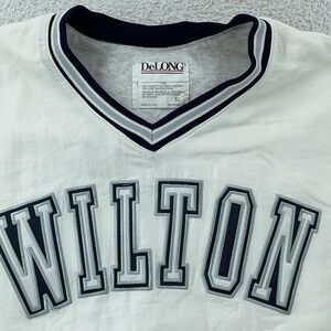 Wilton Pullover Windbreaker Jacket Mens XL Connecticut White Navy V-Neck Lined